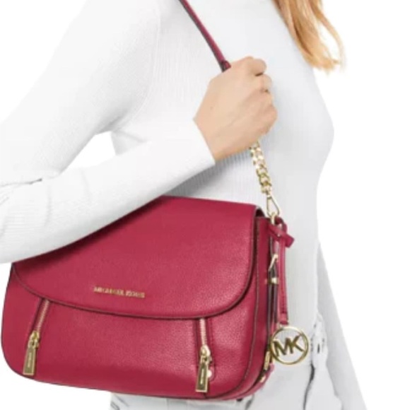 MICHAEL KORS Handbag Bedford Legacy Leather Flap Crossbody Bag Red AUTHENTIC - Picture 3 of 15